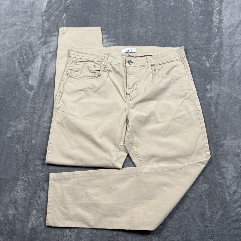Reiss Pistol Five Pocket Slim Fit Pants Khaki Mens Size 34x30 Preppy Old Money